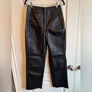 Wilfred Black Leather Straight Leg Pants